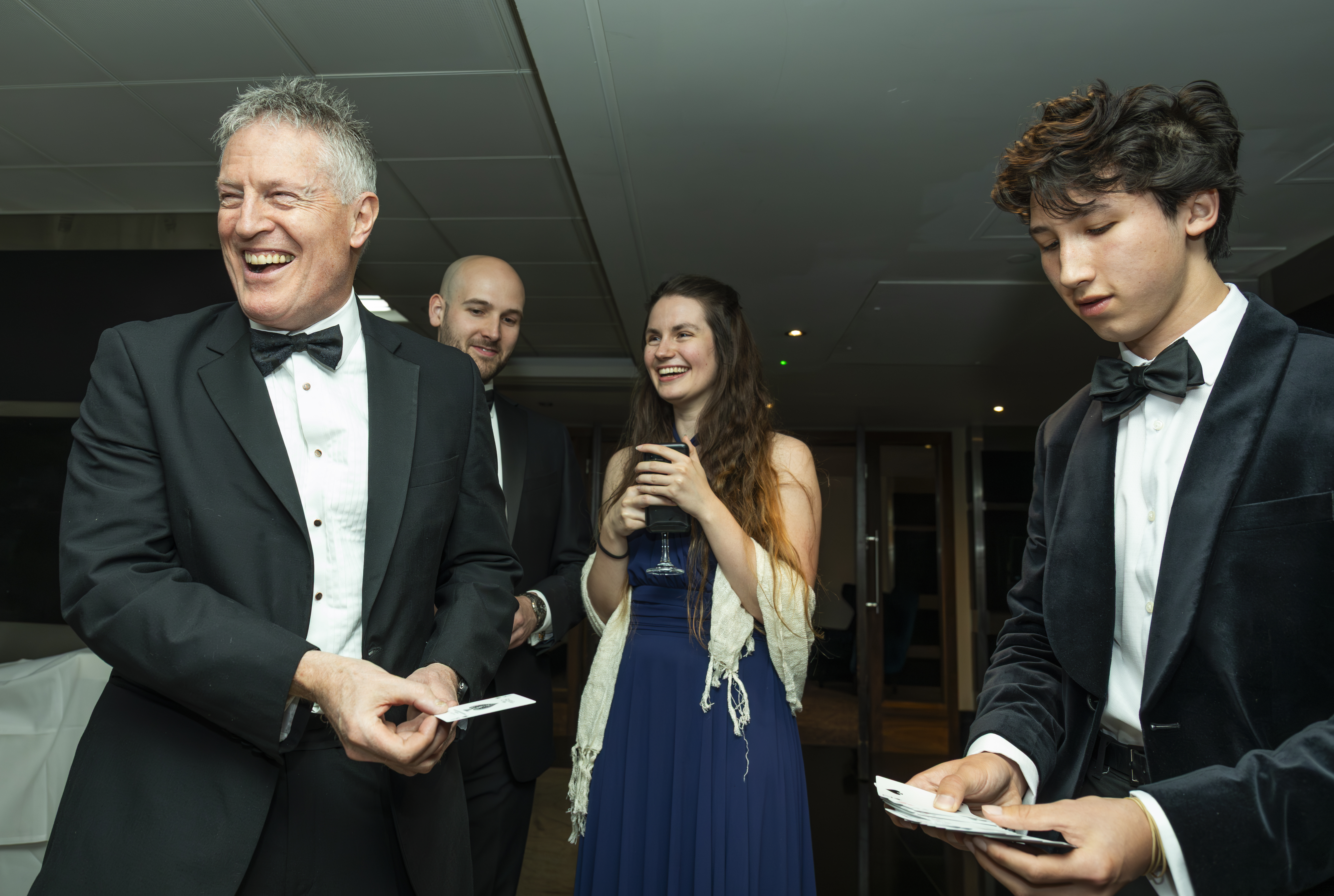 Guests gathered for close-up magic